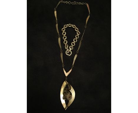 A mid 20th century Italian silver bracelet, of alternating round and oval links, fitted with similar custom made bolt ring st