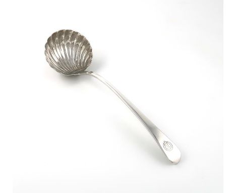 A George III silver Old English pattern soup ladle, by Eley and Fearn, London 1805, shell bowl, the terminal with a later ini