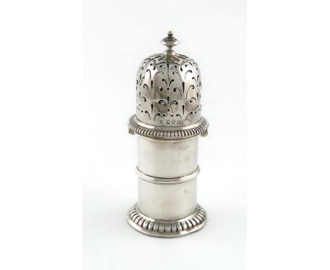 A Victorian Britannia silver sugar caster, by John &amp; Frank Pairpoint, London 1893, of lighthouse form, bayonet fitting, p