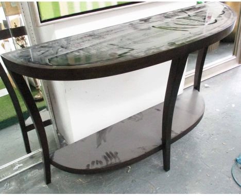 CONSOLE TABLE, 1960's Italian style, ebonised with mirrored top, 120cm x 35cm x 76cm.