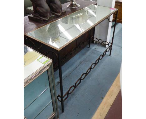 CONSOLE TABLE, Julian Chichester style, mirrored top, 120cm x 42cm x 81cm.