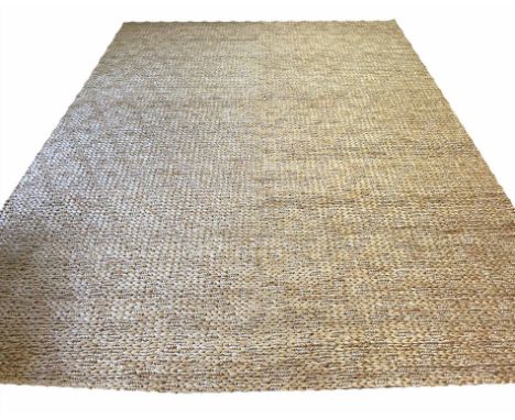 CONTEMPORARY NATURAL BASKET WEAVE JUTE CARPET, 365cm x 275cm.