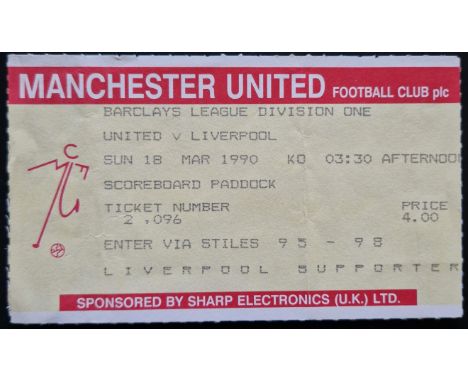 1989-1990 MANCHESTER UNITED V LIVERPOOL TICKET
Slight folds&nbsp;
Ref SM