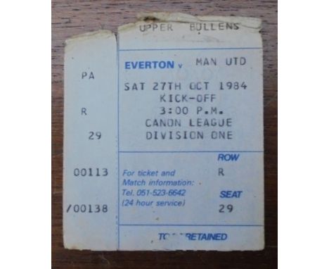 1984/85 EVERTON V MANCHESTER UNITED TICKET
Worn condition
Ref. TM.
