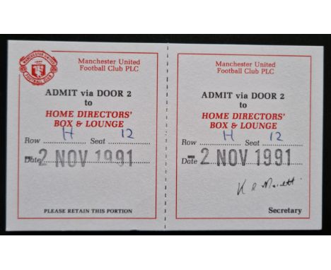 1991-92 MANCHESTER UNITED V SHEFFIELD UNITED RARE COMPLETE DIRECTORS BOX TICKET
Good condition
Ref SM
