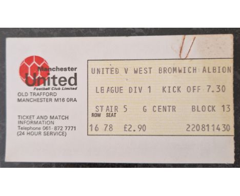 1978-79 MANCHESTER UNITED V WEST BROMWICH ALBION TICKET
Staple holes &amp; paperclip mark
Ref MS