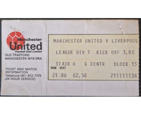 1978-79 MANCHESTER UNITED V LIVERPOOL TICKET
Slight folds &amp; staple holes
Ref MS