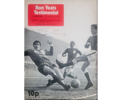 LIVERPOOL V CELTIC RON YEATS AUTOGRAPHED TESTIMONIAL PROGRAMME
Signed on cover by Ron Yeats
Ref BF