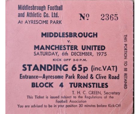 1975-76 MIDDLESBROUGH V MANCHESTER UNITED TICKET
Folds
Ref SR