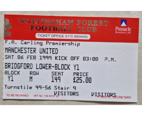 1998-99 NOTTINGHAM FOREST V MANCHESTER UNITED TREBLE SEASON TICKET
Ref DT