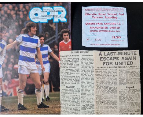 1978-79 QUEENS PARK RANGERS V MANCHESTER UNITED PROGRAMME, TICKET &amp; NEWSPAPER MATCH REPORT
Ref LT