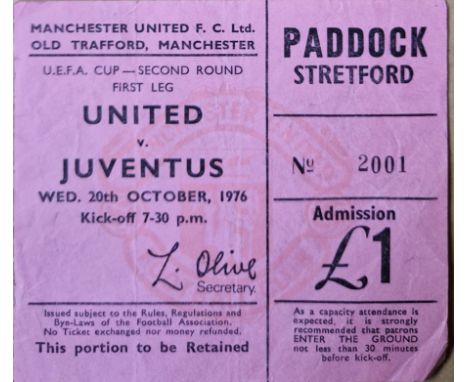 1976-77 MANCHESTER UNITED V JUVENTUS UEFA CUP TICKET
Folds
Ref SR
