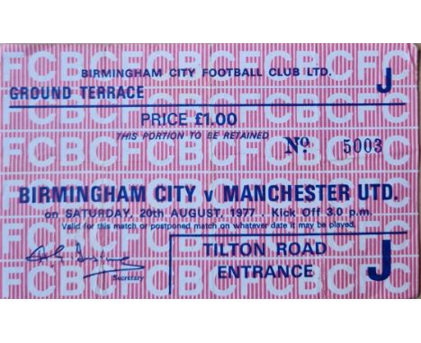 1977-78 BIRMINGHAM CITY V MANCHESTER UNITED TICKET
Folds
Ref SR