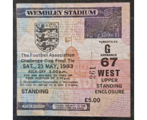 1983 FA CUP FINAL BRIGHTON &amp; HOVE ALBION V MANCHESTER UNITED TICKET
Folds&nbsp;
Ref MS