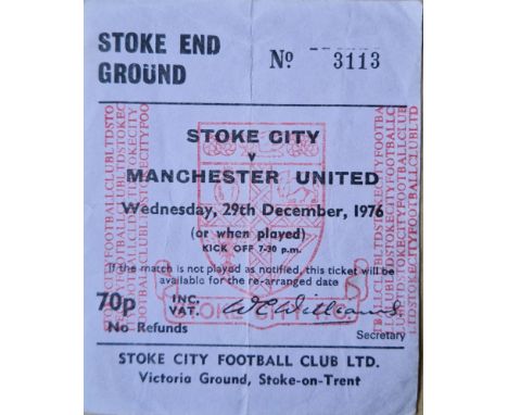 1976-77 STOKE CITY V MANCHESTER UNITED TICKET
Fold
Ref SR