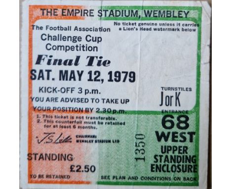 1979 ARSENAL V MANCHESTER UNITED FA CUP FINAL TICKET
Folds
Ref SR