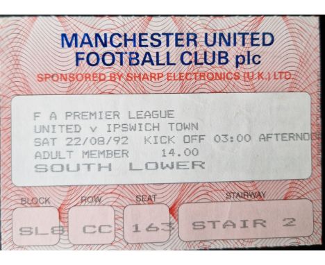 1992-93 MANCHESTER UNITED V IPSWICH TOWN TICKET
Good condition
Ref SM
