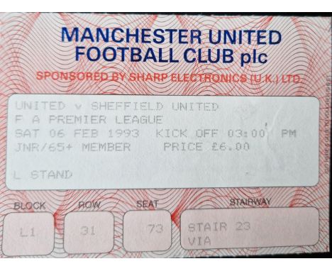 1992-93 MANCHESTER UNITED V SHEFFIELD UNITED TICKET
Good condition
Ref SM