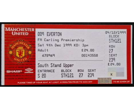1999-2000 MANCHESTER UNITED V EVERTON TICKET
Good condition
Ref SM