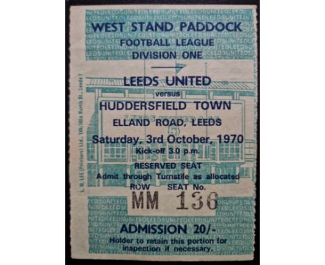 1970-71 LEEDS UNITED V HUDDERSFIELD TOWN TICKET
Good condition&nbsp;
Ref SM