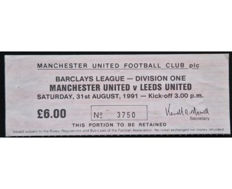 1991-1992 MANCHESTER UNITED V LEEDS UNITED TICKET
Slight fold
Ref SM