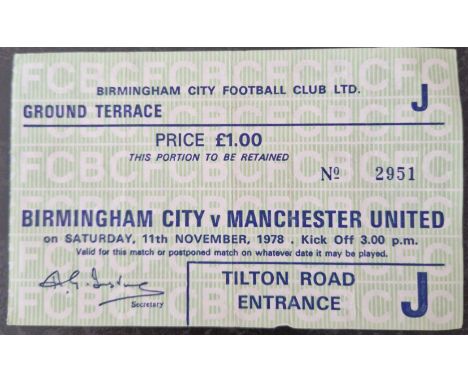 1978-79 BIRMINGHAM CITY V MANCHESTER UNITED TICKET
Slight folds
Ref MS