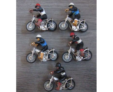VINTAGE BRITAINS DIECAST SPEEDWAY BIKE &amp; RIDERS MODELS X 5
Ref RL 1