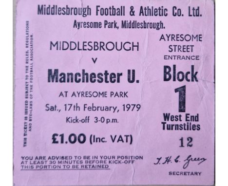 1978-79 MIDDLESBROUGH V MANCHESTER UNITED TICKET
Folds
Ref SR