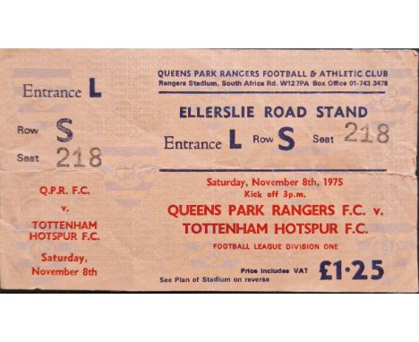 1975-76 QUEENS PARK RANGERS V TOTTENHAM HOTSPUR TICKET
Clear tape repair on rear
Ref SM