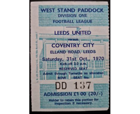 1970-71 LEEDS UNITED V COVENTRY CITY TICKET
Good condition
Ref SM