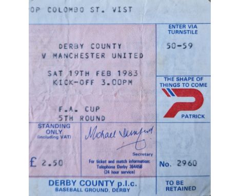 1982-83 DERBY COUNTY V MANCHESTER UNITED FA CUP TICKET
Fold
Ref SR