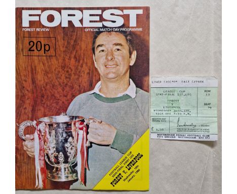 1979-80 NOTTINGHAM FOREST V LIVERPOOL LEAGUE CUP S/F PROGRAMME &amp; TICKET
Ref DP