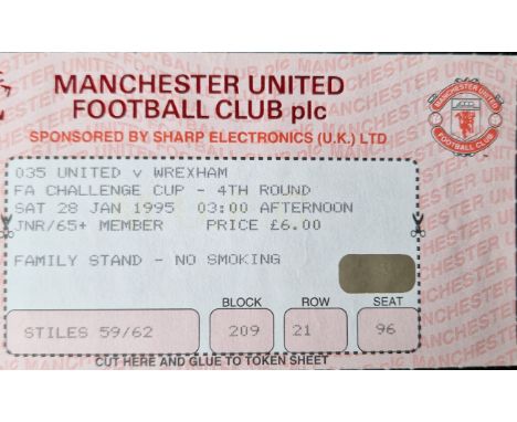 1994-95 MANCHESTER UNITED V WREXHAM FA CUP TICKET
Good condition&nbsp;
Ref SM