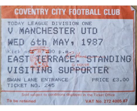 1986-87 COVENTRY CITY V MANCHESTER UNITED TICKET
Folds
Ref SR
