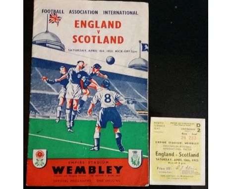 1953 ENGLAND V SCOTLAND PROGRAMME &amp; TICKET
Ref B A119