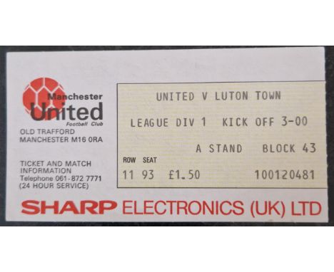 1982-83 MANCHESTER UNITED V LUTON TOWN TICKET
Season noted on back
Ref MS