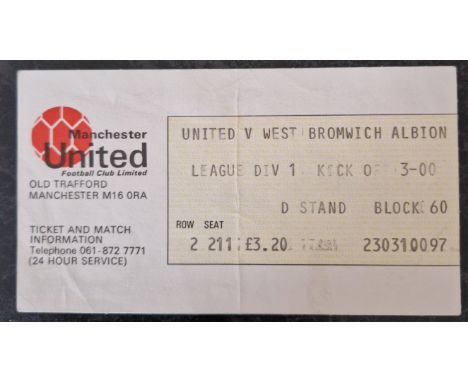 1982-83 MANCHESTER UNITED V WEST BROMWICH ALBION TICKET
Slight fold
Ref MS