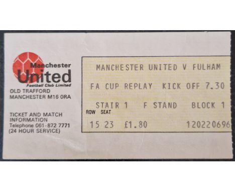 1978-79 MANCHESTER UNITED V FULHAM FA CUP REPLAY TICKET
Slight fold
Ref MS