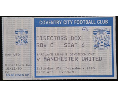 1990-91 COVENTRY CITY V MANCHESTER UNITED RARE COMPLETE DIRECTORS BOX TICKET
Initials noted
Ref SM
