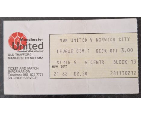 1978-79 MANCHESTER UNITED V NORWICH CITY TICKET
Slight folds
Ref MS