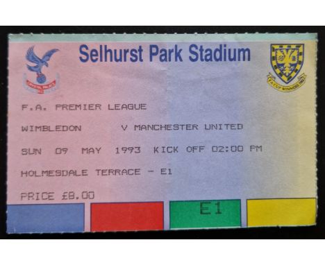 1992-93 WIMBLEDON V MANCHESTER UNITED TICKET
Slight fold
Ref SM