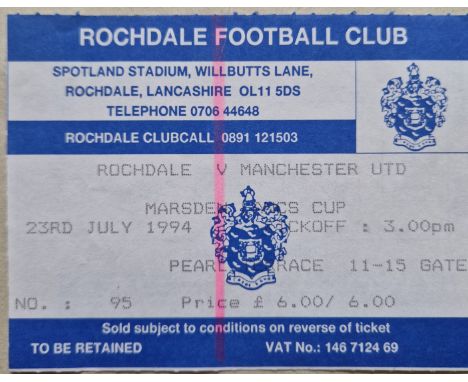 1994-95 ROCHDALE V MANCHESTER UNITED MARSDEN CUP TICKET
Ref DT