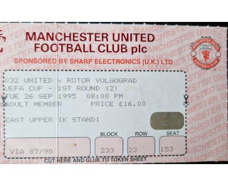 1995-96 MANCHESTER UNITED V ROTOR VOLGOGRAD UEFA CUP TICKET
Fold
Ref SM