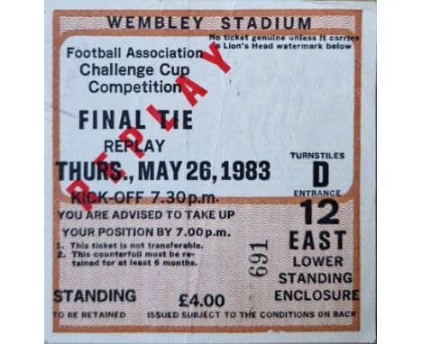 1983&nbsp; BRIGHTON V MANCHESTER UNITED FA CUP FINAL REPLAY TICKET
Slight fold
Ref SR