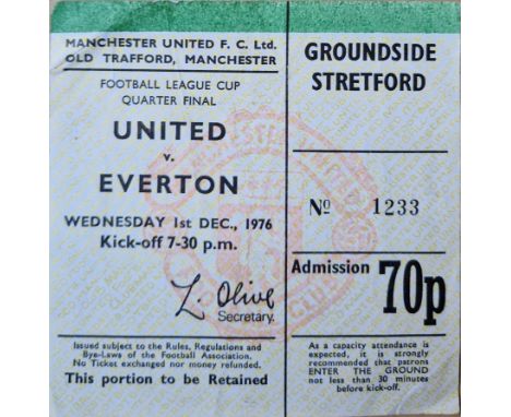 1976-77 MANCHESTER UNITED V EVERTON LEAGUE CUP TICKET
Folds
Ref SR