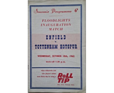 1962 ENFIELD V TOTTENHAM HOTSPUR OPENING OF LIGHTS
Team changes &amp; score noted on team page
Ref DP