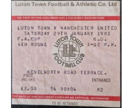 1982-83 FA CUP 4TH ROUND LUTON TOWN V MANCHESTER UNITED TICKET
Folds
Ref MS