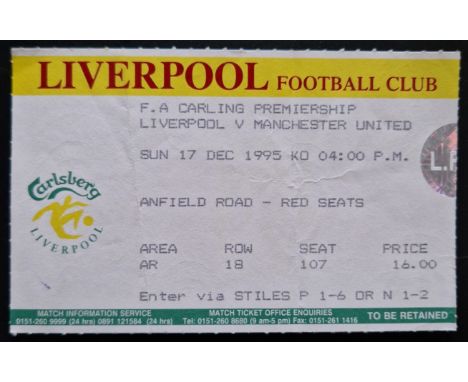 1995-96 LIVERPOOL V MANCHESTER UNITED TICKET
Slight folds
Ref SM