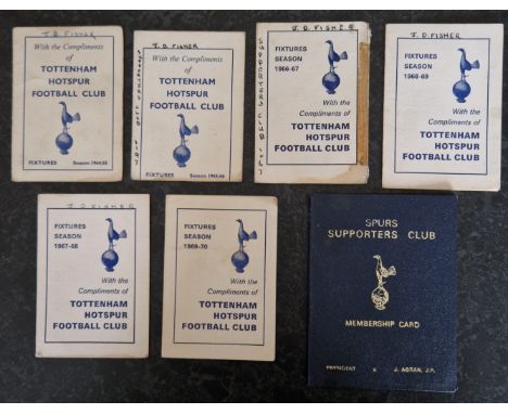 TOTTENHAM HOTSPUR VINTAGE FIXTURE LISTS &amp; SUPPORTERS CLUB MEMBERSHIP CARD
Fixture lists have writing on them Supporters c