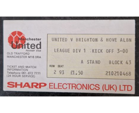 1982-83 MANCHESTER UNITED V BRIGHTON &amp; HOVE ALBION TICKET
Season noted on back
Ref MS